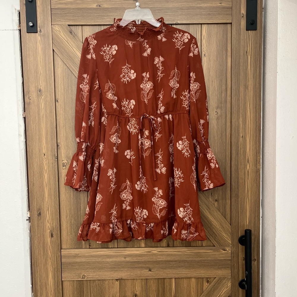 Mini Rust Floral Dress